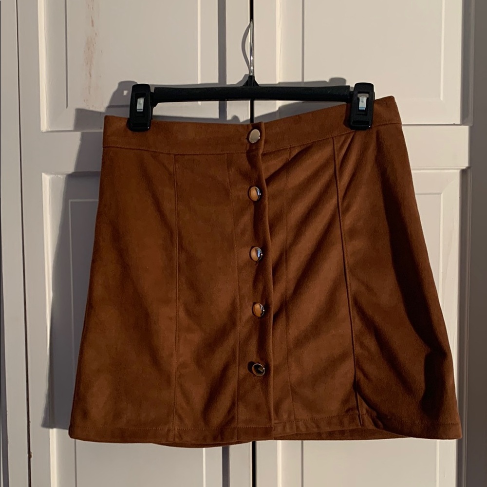 Brown(Camel) Suede A-line Mini Skirt EUC